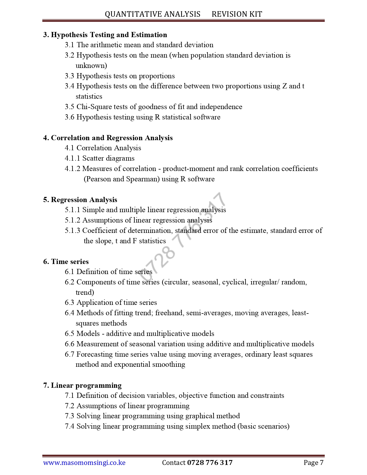 Quantitative Analysis Revision Kit (KASNEB Past Papers With answers ...