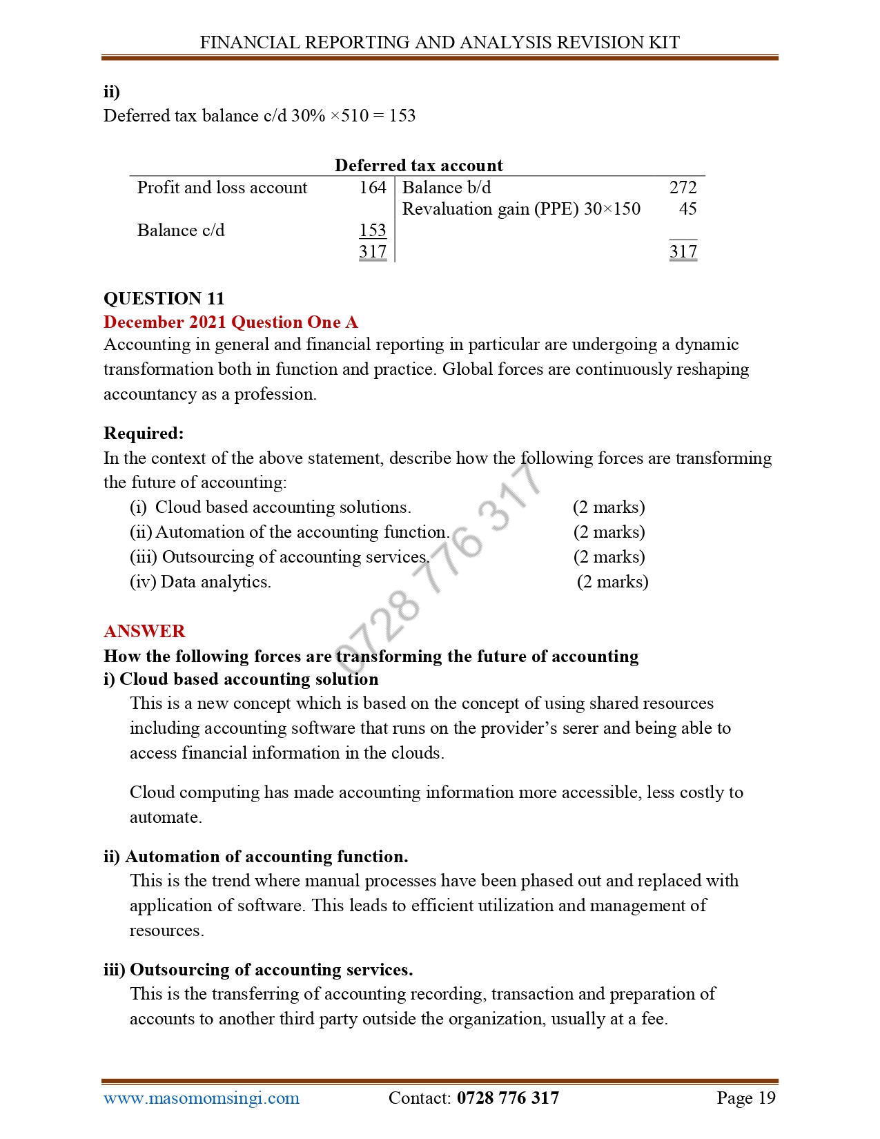 FINANCIAL REPORTING AND ANALYSIS REVISION KIT ( KASNEB PAST PAPERS WITH ...