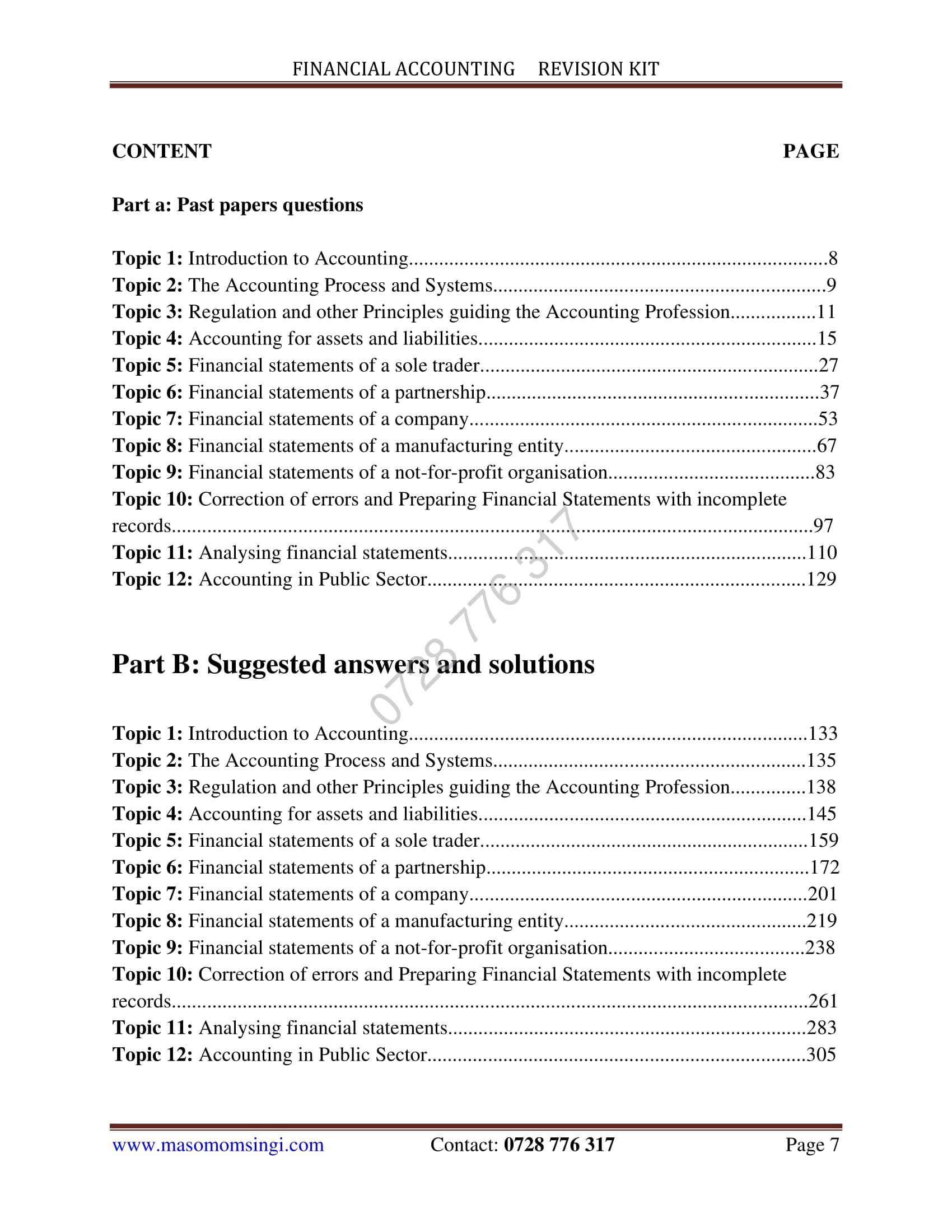 Financial Accounting Revision Kit
